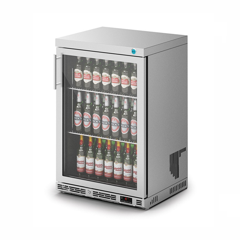 IMC F76/150 V60 Single Door Stainless Steel Bottle Cooler - Angled Front/Right Side View