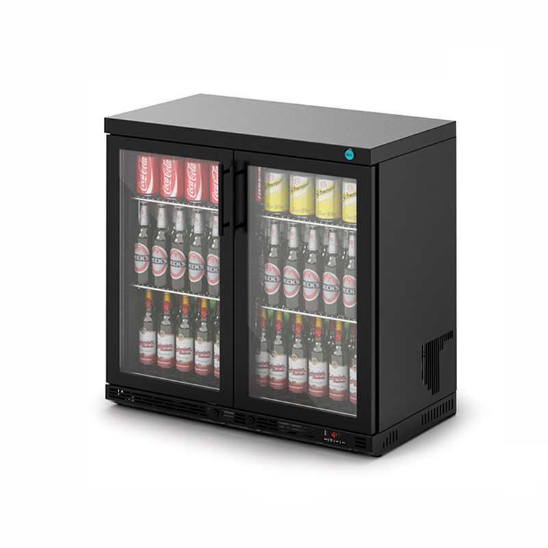 IMC Ventus F76/251/B V90 Double Glass Door Bottle Cooler - Angled Front/Right Side View
