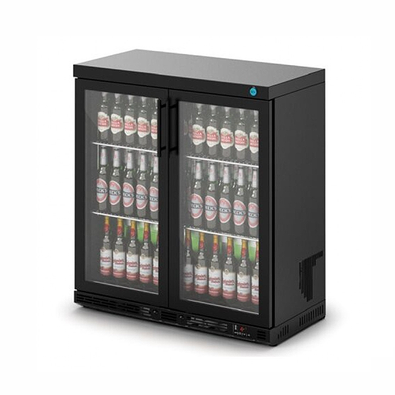 IMC F76/253/B V90 Black Double Door Bottle Cooler - Angled Front/Right Side View