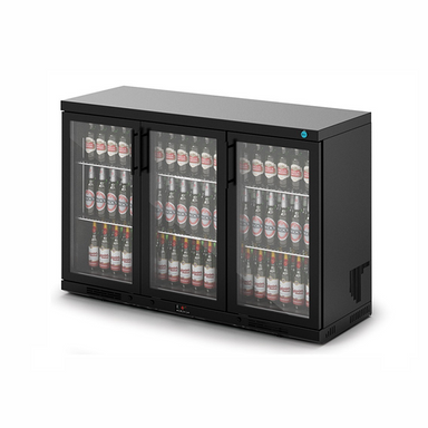 IMC F76/350/B Triple Door Bottle Cooler - Angled Front/Right Side View