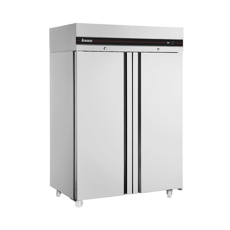 INOMAK CFP2144SL Double Door Slim Heavy Duty Freezer 1227L Capacity, Angled Front/Left Side View