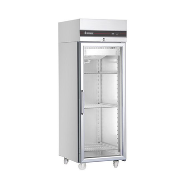 INOMAK CBP172CR Single Glass Door Heavy Duty 2/1 Freezer 654L Capacity, Front/Left Side Angled View