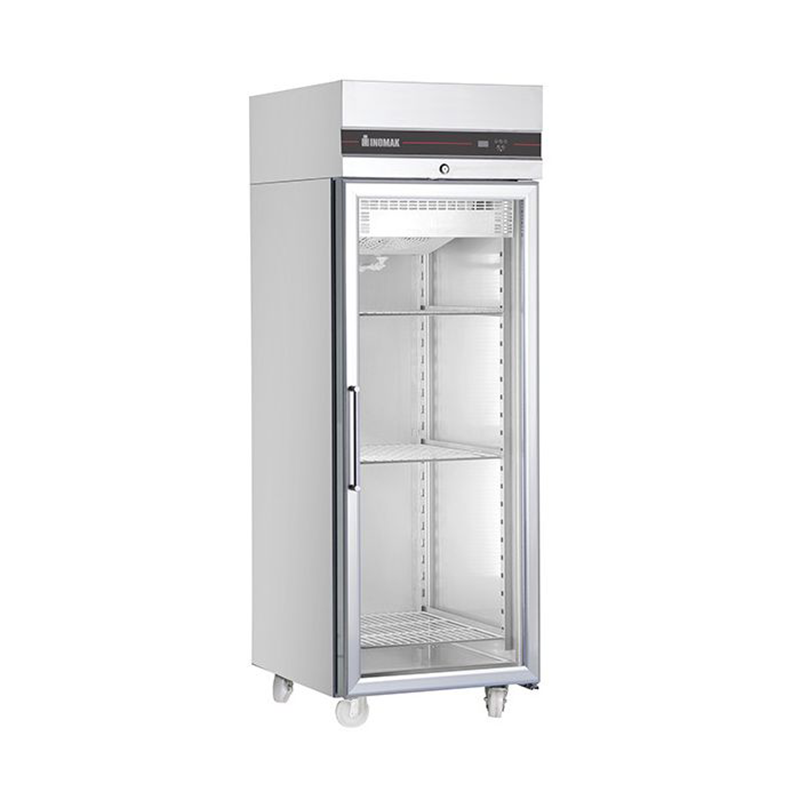 INOMAK CBP172CR Single Glass Door Heavy Duty 2/1 Freezer 654L Capacity, Front/Left Side Angled View
