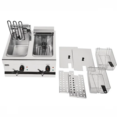Lincat Silverlink 600 DF66 Electric Countertop Twin Tank Fryer - Photo Of The Appliance And Components