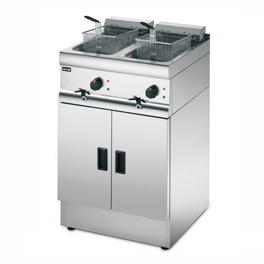 Lincat Silverlink 600 J12 Electric Freestanding Twin Tank Fryer - Angled Front/Right Side View