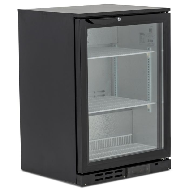 Blizzard LOWBAR1  Low Height Single Hinged Glass Door Bottle Cooler Left Side View