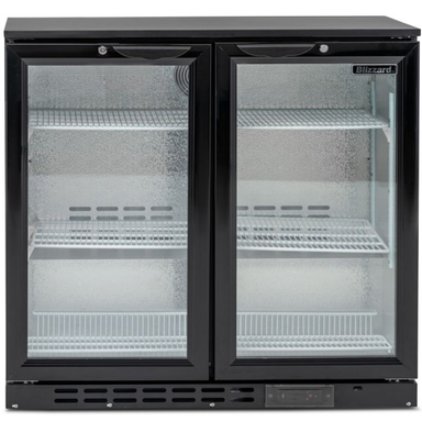Blizzard LOWBAR2 Low Height Double Hinged Glass Door Bottle Cooler Front View