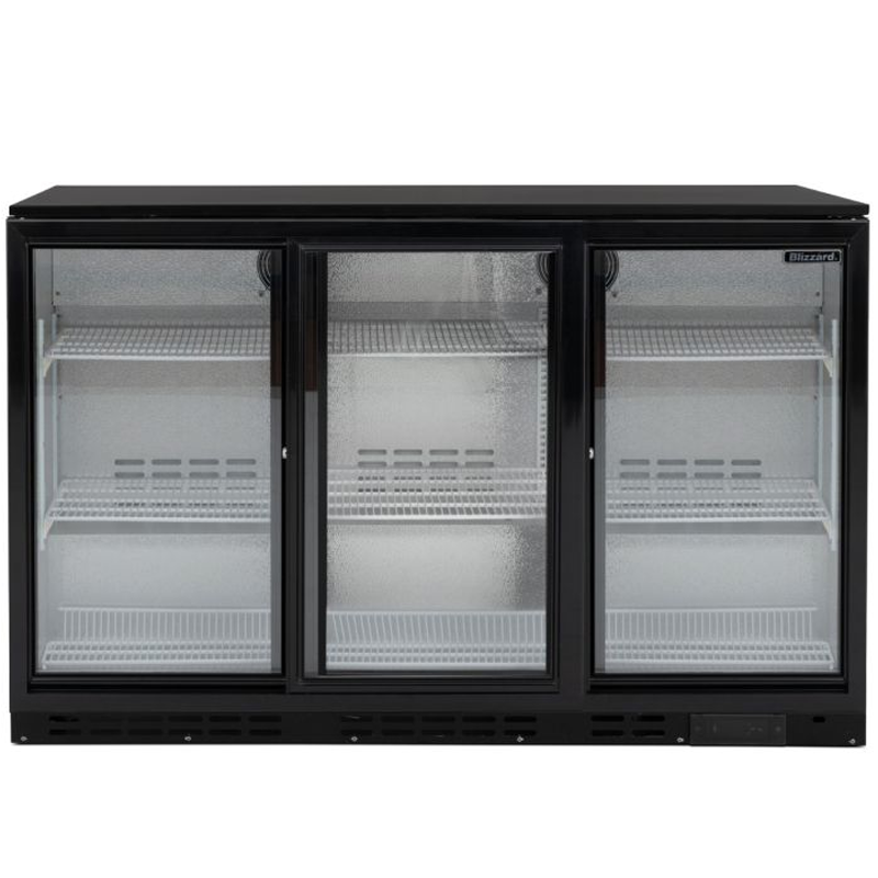Blizzard LOWBAR3SL Low Height Triple Sliding Door Bottle Cooler Front View