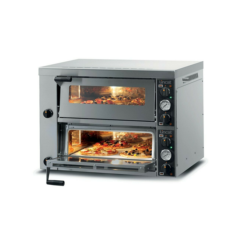 Lincat PO425-2 Electric Twin-Deck Counter-top Pizza Oven - Angled Front/Left Side View