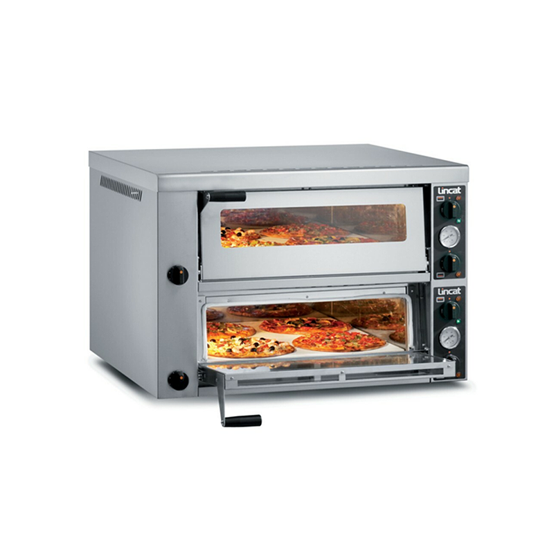 Lincat PO430-2 Electric Twin-Deck Counter-top Pizza Oven - Angled Front/Left Side View