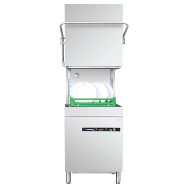 Comenda PC07 R Prime Line Pass Through Dishwasher Front View With An Open Hood