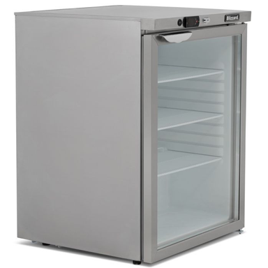Blizzard UCR140CR Single Hinged Glass Door Under Counter Refrigerator, Front/Left Side Angled View