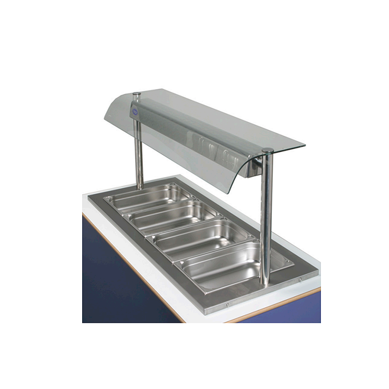 Victor DHBD4E Bain Marie - Angled Front/Right Side View Highlighting Bain Marie And Glass Screen/Overshelf