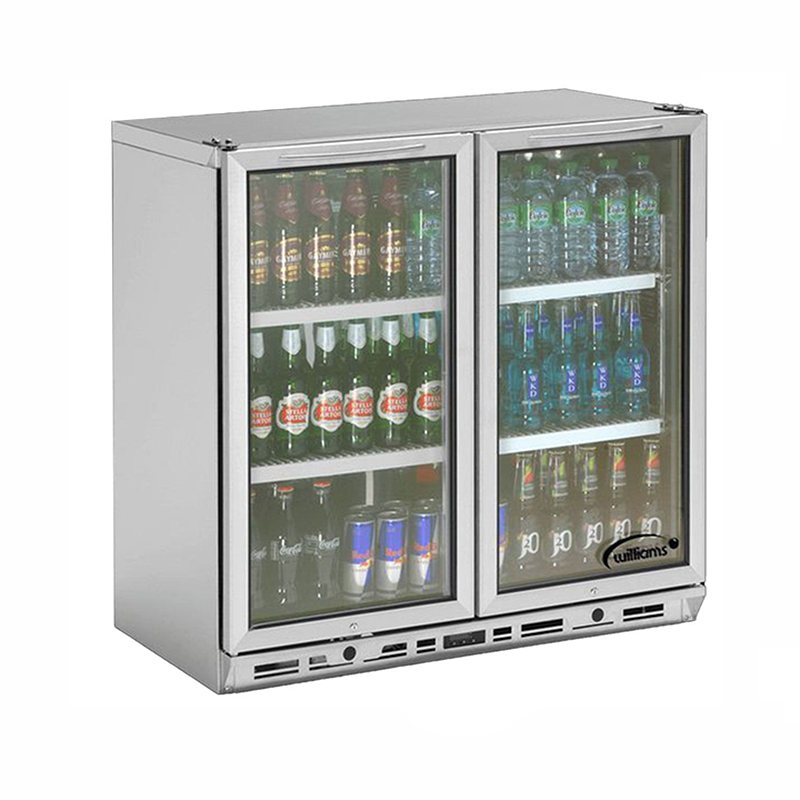 Williams BC2 Stainless Steel Double Door Bottle Cooler - Angled Front View