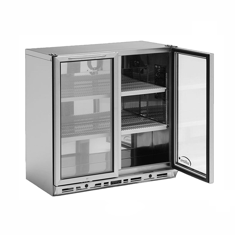 Williams BC2 Stainless Steel Double Door Bottle Cooler - Angled Front View With Open Door
