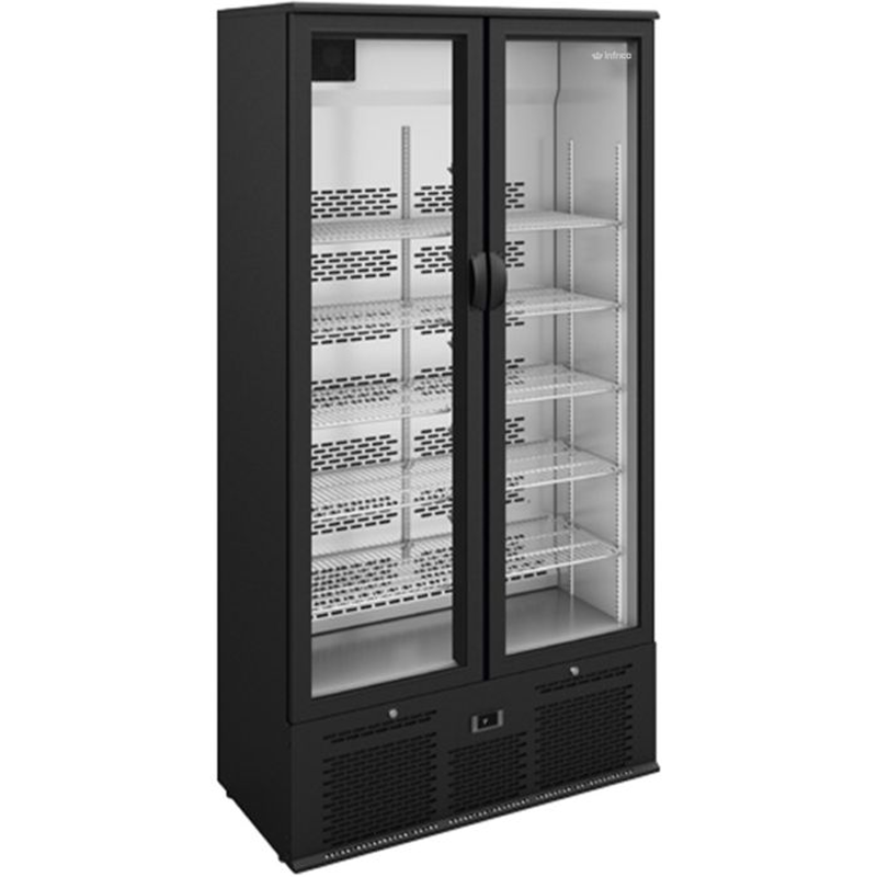 Infrico ZX20 Upright Double Door Bottle Cooler Angled Front/Left Side View
