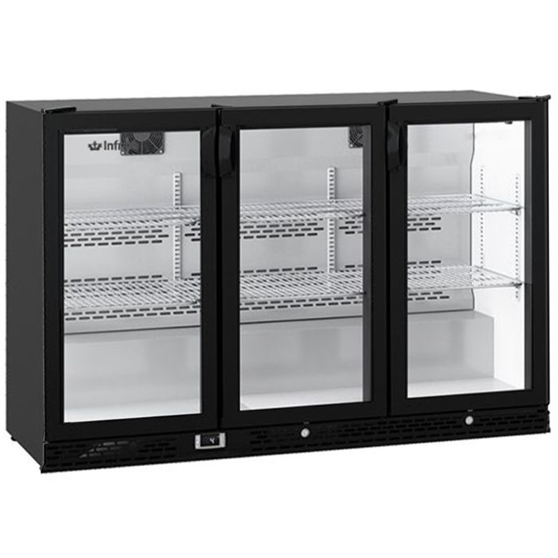Infrico ZX3 Triple Door Bottle Cooler Left Side/Front Angled View