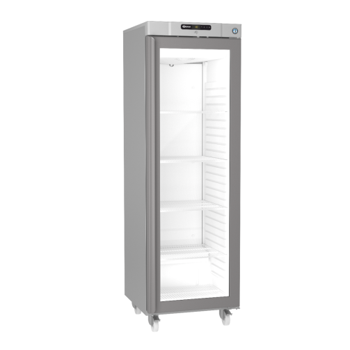Hoshizaki Compact FG420 R-C DR G U Glass Single Door Stainless Steel Upright Display Freezer, 343 Litres