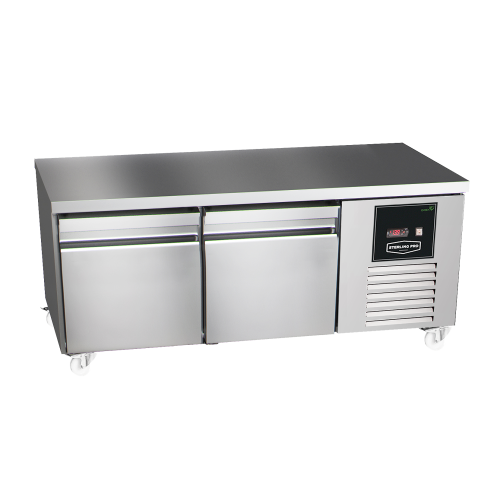 Sterling Pro Green SPI-B-135 2 Door Stainless Steel Low-Height Fridge Counter, 2 x 2/3 Drawers