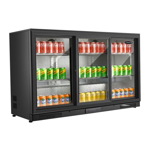 Sterling Pro Green SP3HC-BS Sliding Triple Door Bottle Cooler, 274 x 330ml Bottles