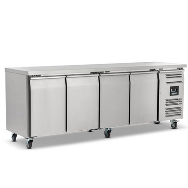 Blizzard LBC4SL 4 Door Slimline 600mm Depth Freezer Counter 449L Capacity, Front/Left Side Angled View