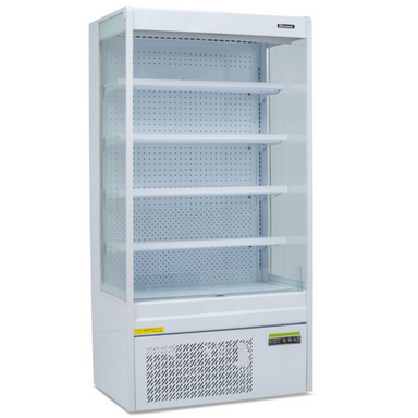 Angled Front/Left Side View Of The Blizzard BTD100WH Refrigerated 1m Slim Tiered Display