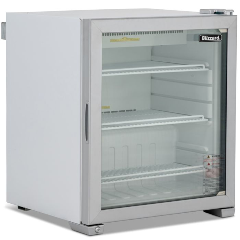 Blizzard CTR99 Glass Door Counter Top Refrigerator, Angled Front/Left Side View