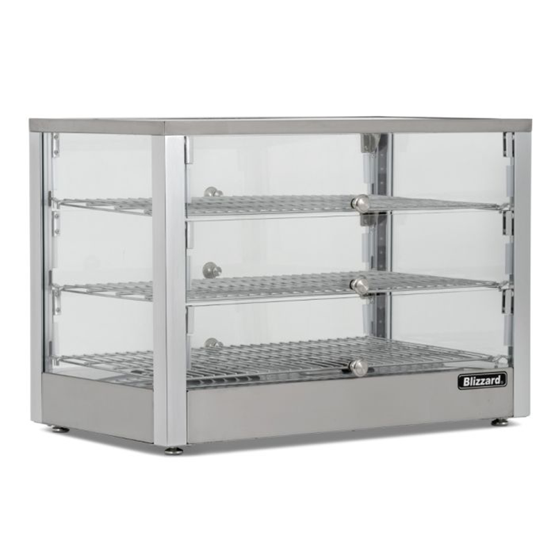 Blizzard BPW1 Counter Top Duel Access Heated Merchandiser, Angled Front/Left Side View