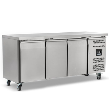 Blizzard LBC3SL 3 Door Slimline 600mm Depth Freezer Counter 339L, Front/Left Side View