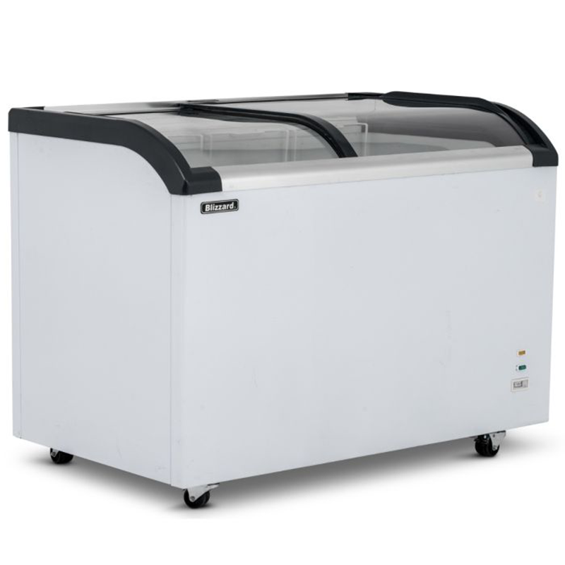 Blizzard BDF32 320L Capacity Curved Glass Lid Freezer, Angled Front/Left Side View