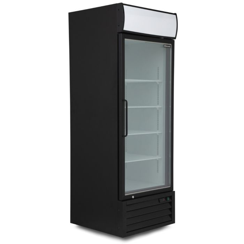 Blizzard GDF600 Single Hinged Glass Door Freezer Display Merchandiser, Front/Left Side Angled View