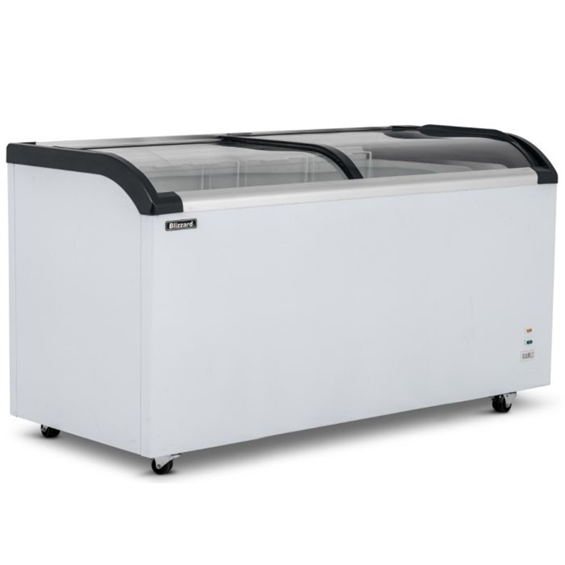 Blizzard BDF52 520L Curved Glass Lid Freezer Angled Front/Left Side View