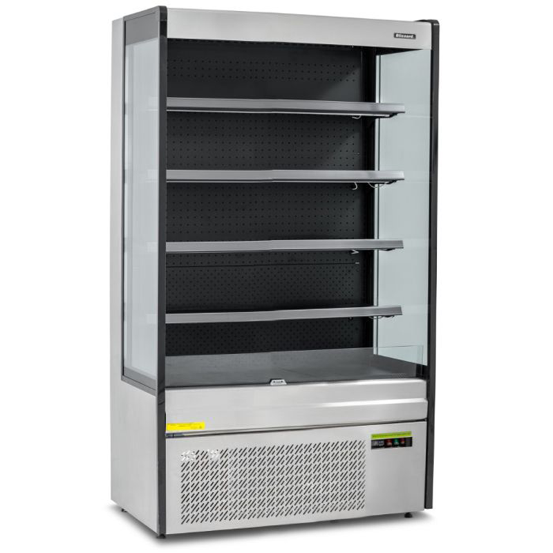 Angled Front/Left Side View Of The Blizzard BTD100SS Refrigerated 1m Slim Tiered Display