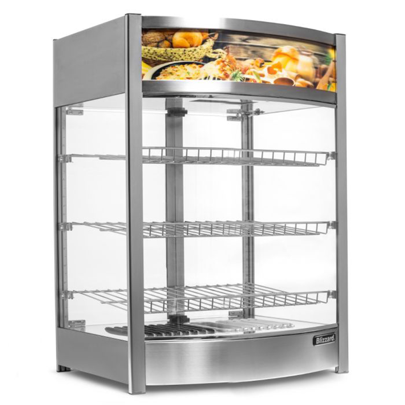 Blizzard CTH97 97L Counter Top Tiered Heated Merchandiser, Angled Front/Left Side View