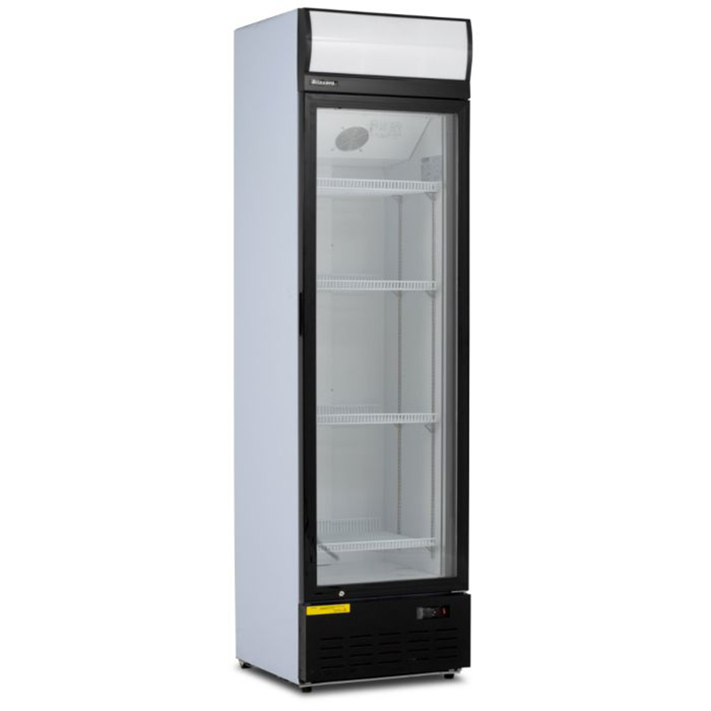 Blizzard GD350 Single Glass Door Display Refrigerated Merchandiser, Angled Front/Left Side View