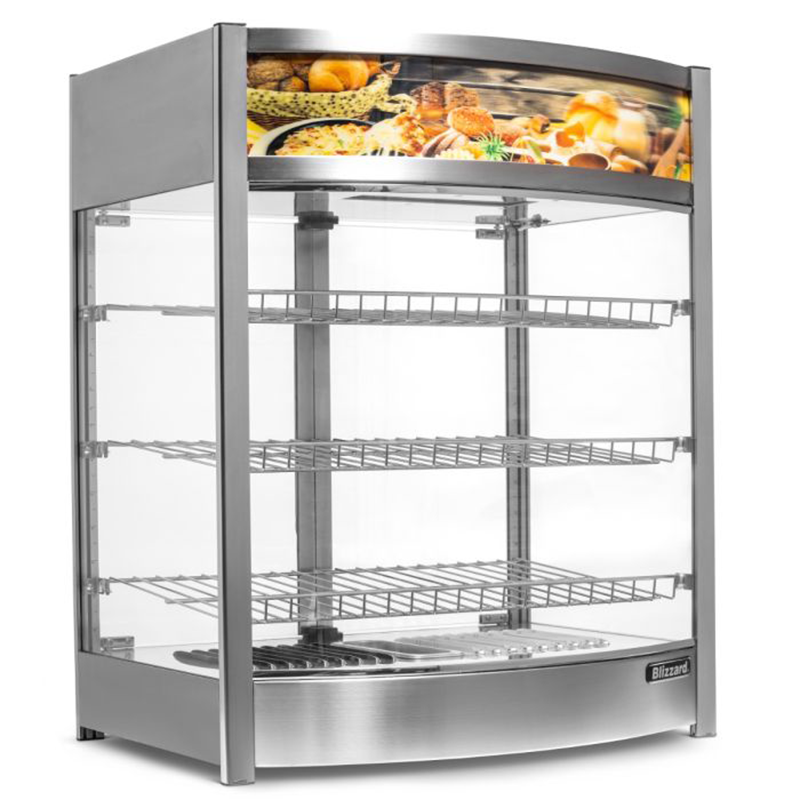 Blizzard CTH137 137L Counter Top Tiered Heated Merchandiser, Angled Front/Left Side View