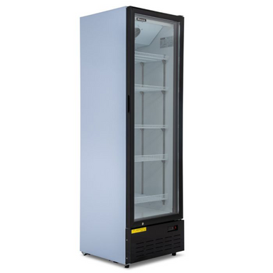 Blizzard BC350 Single Hinged Glass Door Refrigerated Merchandiser, Front/Left Side Angled View