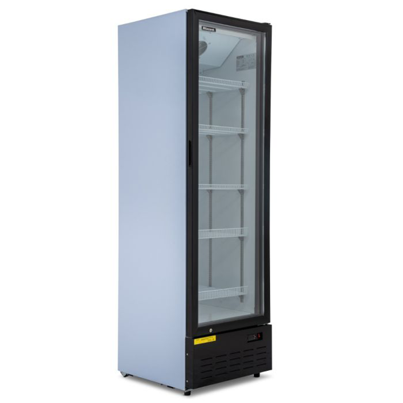 Blizzard BC350 Single Hinged Glass Door Refrigerated Merchandiser, Front/Left Side Angled View