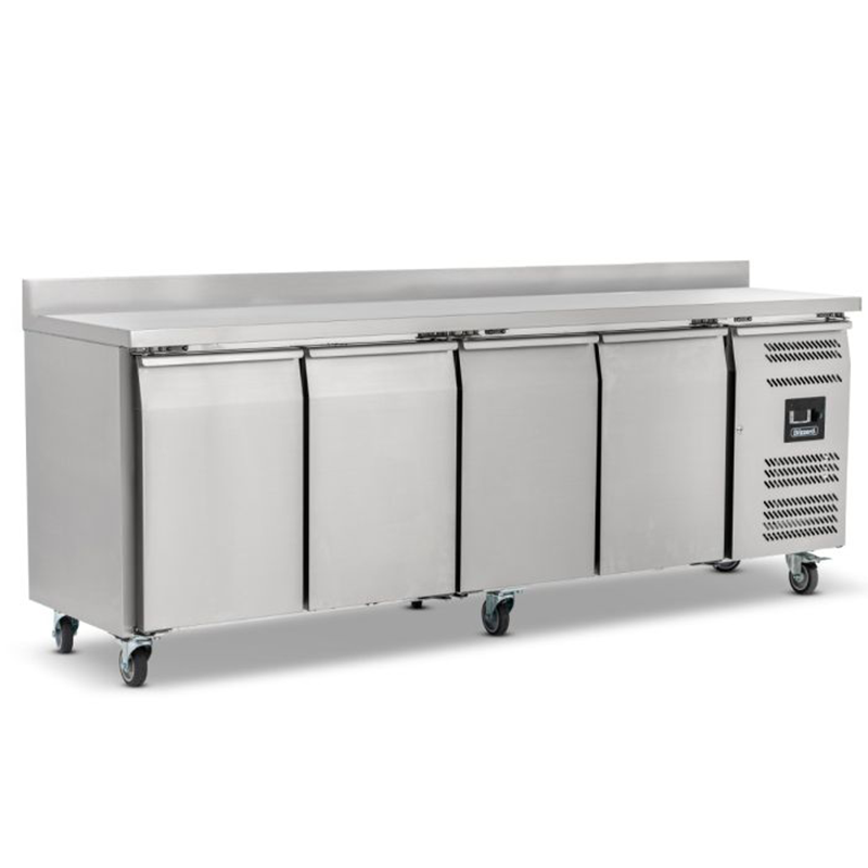 Blizzard LBC4 Four Hinged Door Counter Freezer With Upstand Angled Front/Left Side View