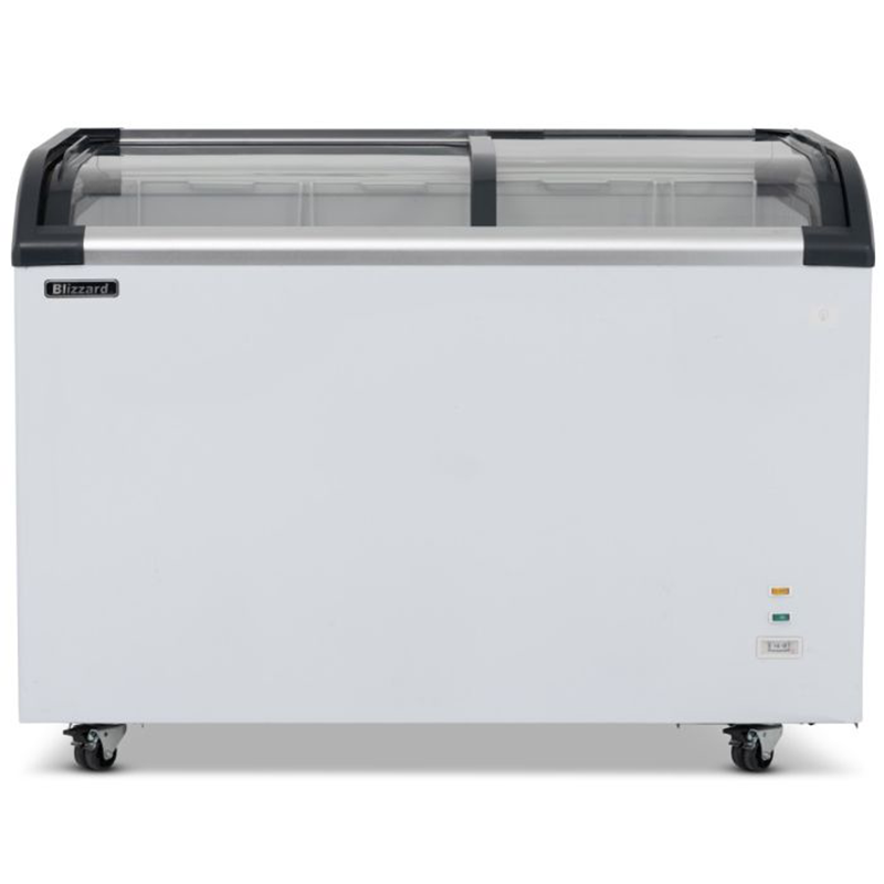 Blizzard BDF32 320L Capacity Curved Glass Lid Freezer Front View