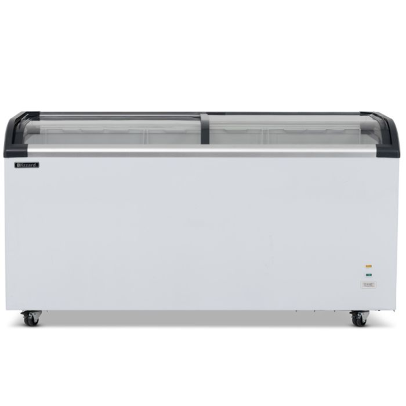 Blizzard BDF62 620L Capacity Curved Glass Lid Freezer Front View