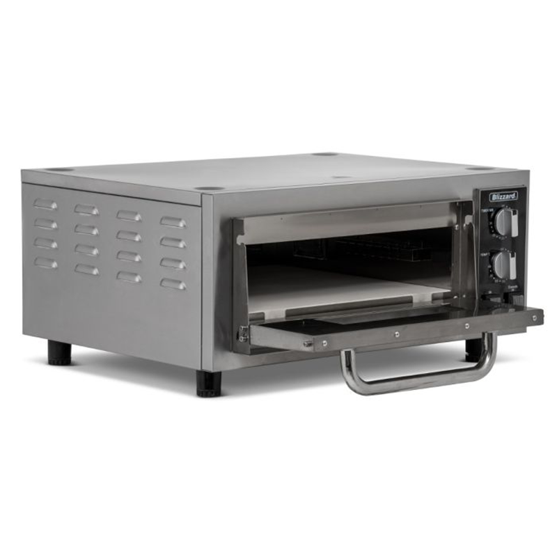 Blizzard BPO1 Single Drawer Pizza Oven Front Angled View With Windowed Door Open