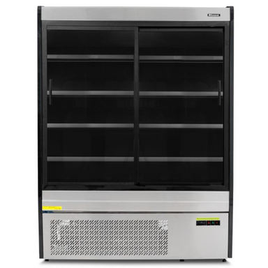 Blizzard BTD150SS-GD Refrigerated Multi Deck Display In Stainless Steel With A Sliding Glass Door, Front View