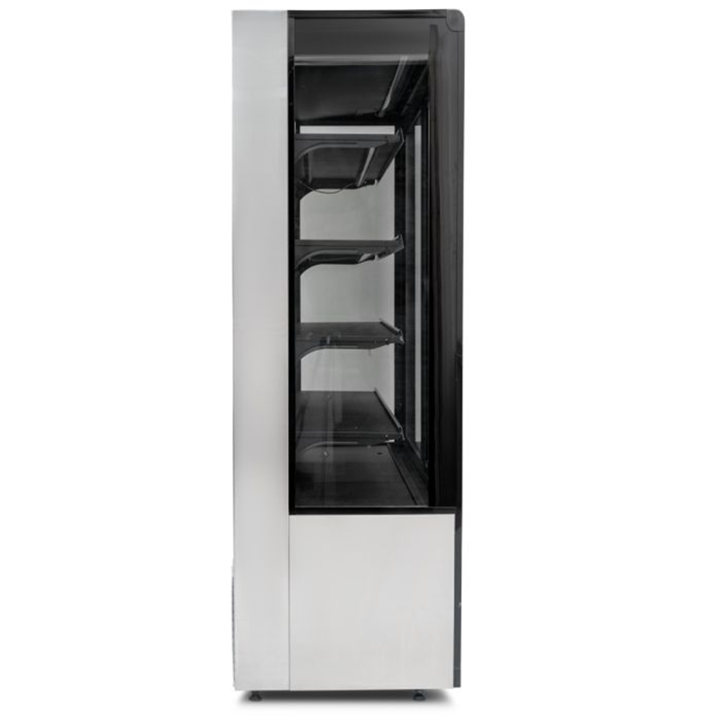 Blizzard BTD150SS-GD Refrigerated Multi Deck Display In Stainless Steel With A Sliding Glass Door, Left Side View