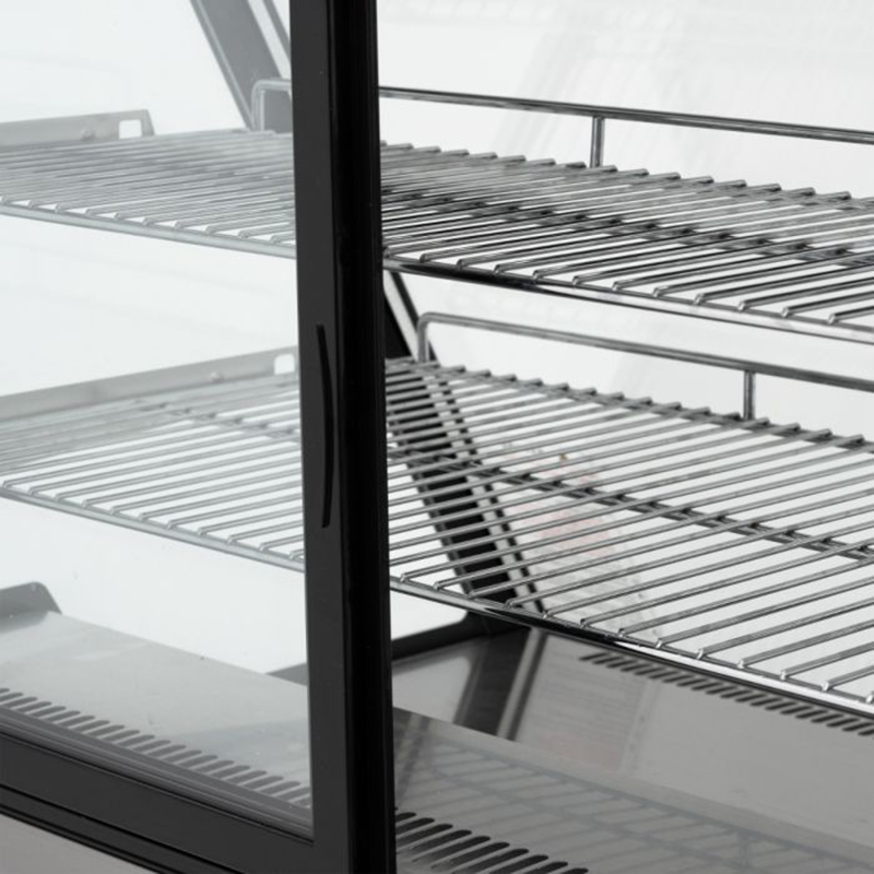 Blizzard COLDT2 Refrigerated Counter Top Merchandiser, Close Up View Of Glass Sliding Doors