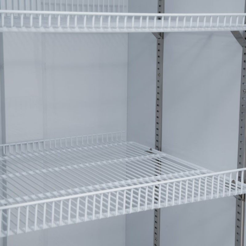 Blizzard BC350 Single Hinged Glass Door Refrigerated Merchandiser, Close Up View Of Shelving And The Appliance Internally