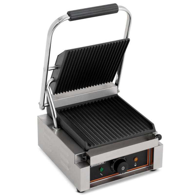 Blizzard BRRCG1 Single Contact Grill Angled View With Fully Open Contact Grill