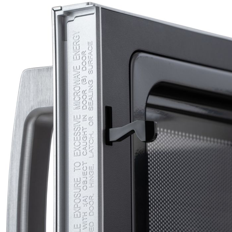Blizzard BCM1000 1000W Light Duty Commercial Microwave, Close Up View Of The Open Microwave Door And Door Hinge