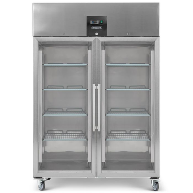 Blizzard BF2SSCR Upright Double Hinged Glass Door Gastronorm Freezer, Front View