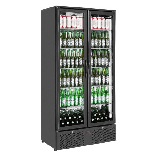 Sterling Pro Green SP220-BK Double Door Black Upright Bottle Cooler, 458 Litres